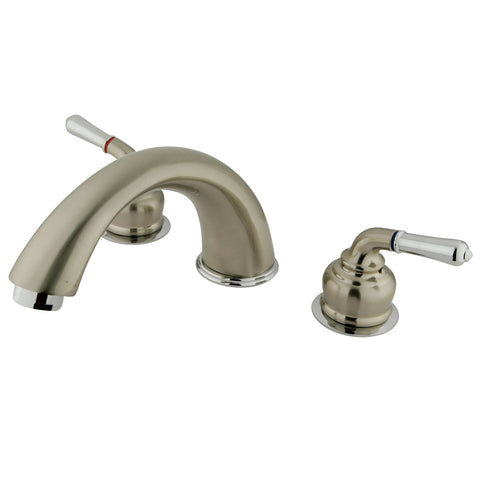 Kingston Brass  KC367 Magellan Roman Tub Filler with Lever Handle - Satin Nickel/Polished Chrome
