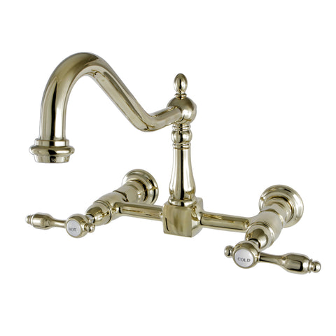 Kingston Brass KS1242TAL 8-Inch Centerset Wall Mount Kitchen Faucet, Polished Brass - Polished Brass