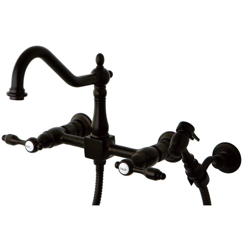 Kingston Brass KS1245TALBS 8-Inch Centerset Wall Mount Kitchen Faucet, Oil Rubbed Bronze - Oil Rubbed Bronze
