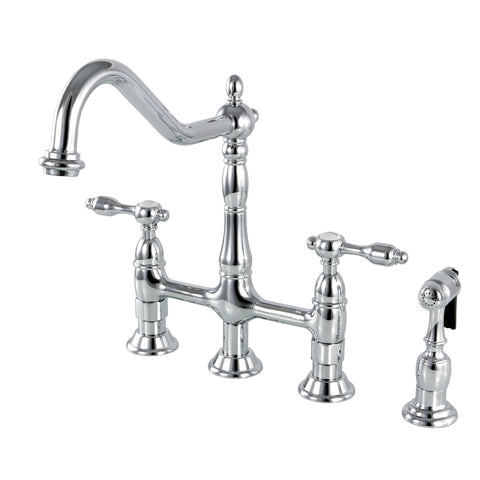 Kingston Brass KS1271TALBS 8" Centerset Kitchen Faucet with Brass Sprayer, Chrome - Polished Chrome