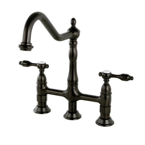 Kingston Brass KS1275TAL 8" Centerset Kitchen Faucet with Plastic Sprayer, Oil Rubbed Bronze - Oil Rubbed Bronze