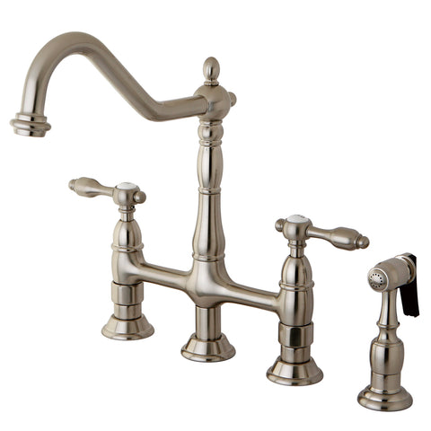 Kingston Brass KS1278TALBS 8" Centerset Kitchen Faucet with Brass Sprayer, Satin Nickel - Satin Nickel