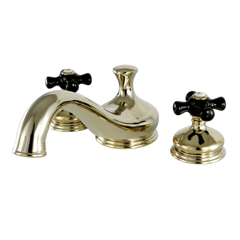 Kingston Brass KS3332PKX Roman Tub Filler with Cross Handle, Polished Brass - Polished Brass