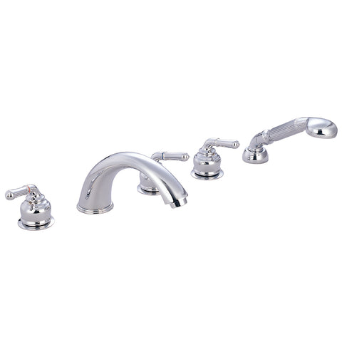 Kingston Brass KS3615S Magellan Roman Tub Filler 5 Pieces Set with Brass Hand Shower, Polished Chrome - Polished Chrome