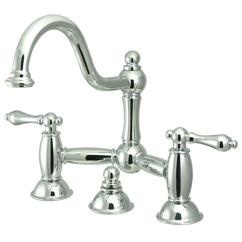 Kingston Brass KS3911AL Restoration Lavatory Bridge Faucet with Brass Pop-Up, Chrome - Polished Chrome