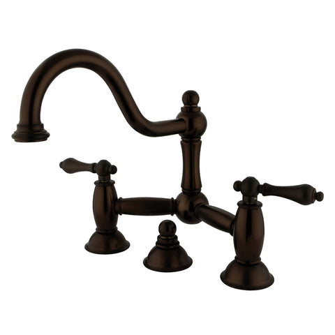 Kingston Brass KS3915AL Restoration Lavatory Bridge Faucet with Brass Pop-Up, Oil Rubbed Bronze - Oil Rubbed Bronze