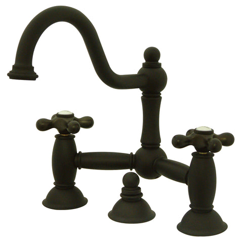 Kingston Brass KS3915AX Restoration Lavatory Bridge Faucet with Brass Pop-Up, Oil Rubbed Bronze - Oil Rubbed Bronze