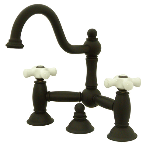 Kingston Brass KS3915PX Restoration Lavatory Bridge Faucet with Brass Pop-Up, Oil Rubbed Bronze - Oil Rubbed Bronze