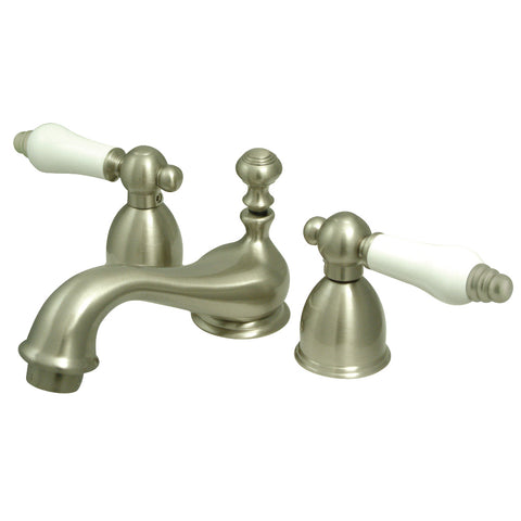 Kingston Brass KS3958PL Restoration Mini Widespread Lavatory Faucet with Brass Pop-Up, Satin Nickel - Satin Nickel