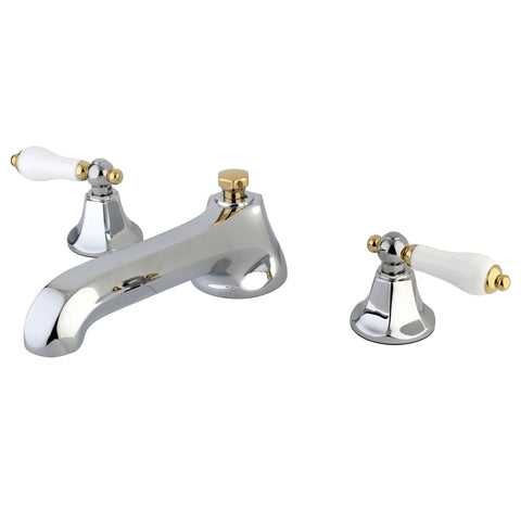 Kingston Brass KS4304PL Metropolitan Roman Tub Filler Procelain Lever Handle, Polished Chrome - Polished Chrome/Polished Brass