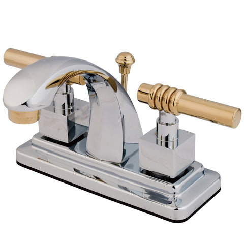 Kingston Brass KS4644QL 4-Inch Centerset Lavatory Faucet, Polished Chrome - Polished Chrome/Polished Brass