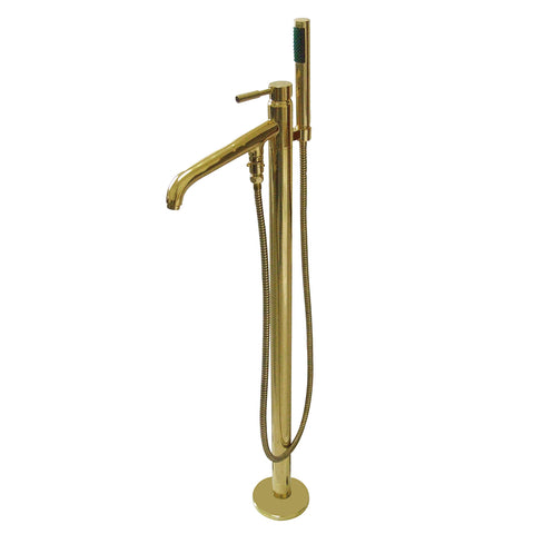 Kingston Brass KS8132DL Concord Floor Mount Tub Filler with Hand Shower, Polished Brass - Polished Brass