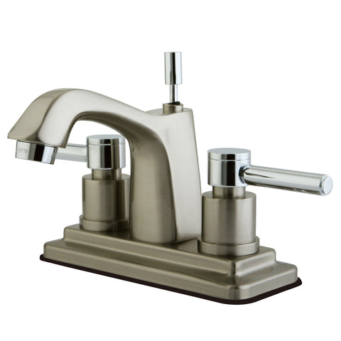 Kingston Brass KS8647DL 4-Inch Centerset Lavatory Faucet, Satin Nickel/Polished Chrome - Satin Nickel/Polished Chrome