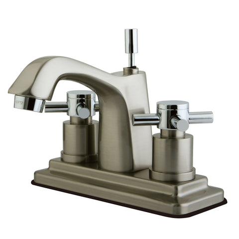 Kingston Brass KS8647DX 4-Inch Centerset Lavatory Faucet, Satin Nickel/Polished Chrome - Satin Nickel/Polished Chrome