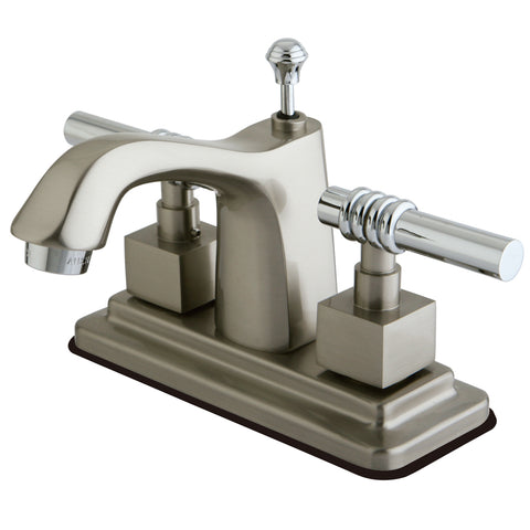 Kingston Brass KS8647QL 4-Inch Centerset Lavatory Faucet, Satin Nickel - Satin Nickel/Polished Chrome