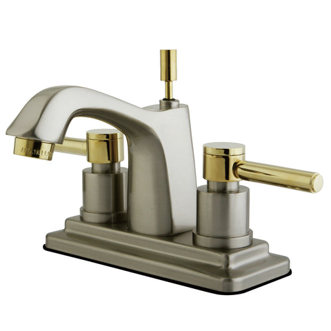 Kingston Brass KS8649DL 4-Inch Centerset Lavatory Faucet, Satin Nickel/Polished Brass - Satin Nickel/Polished Brass