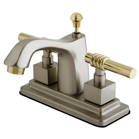 Kingston Brass KS8649QL 4-Inch Centerset Lavatory Faucet, Satin Nickel - Satin Nickel/Polished Brass