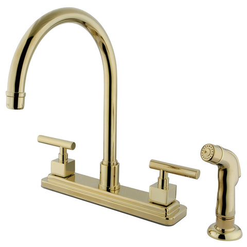 Kingston Brass KS8792CQL Centerset Kitchen Faucet, Polished Brass - Polished Brass