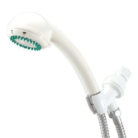 Kingston Brass KX0131B 3 Setting Hand Held Shower with metal hose, White - Polished Chrome/White