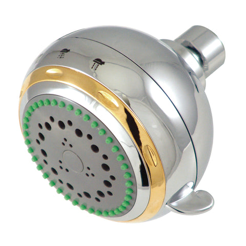 Kingston Brass KX1654 Fixed Shower Head, Chrome with Polished Brass Trim - Polished Chrome/Polished Brass