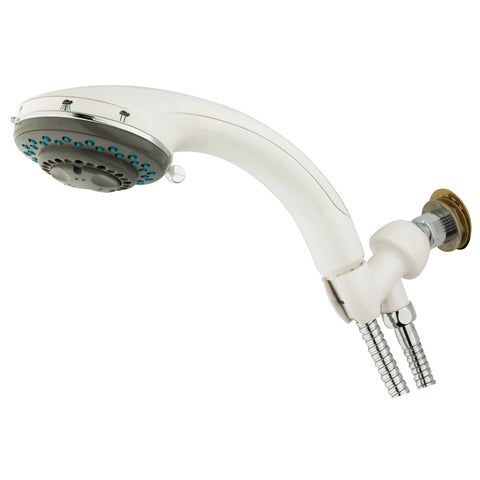 Kingston Brass KX2527B 5 Setting Adjustable Shower With Double Spiral Stainless Steel Hose, White - White/Polished Chrome