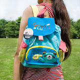 [Blue Bear] Embroidered Applique Kids Fabric Art School Backpack / Outdoor Backpack (8.7*10.2*4.3)
