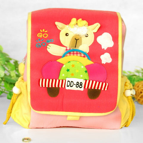 [Cute Dolly] Embroidered Applique Kids Fabric Art School Backpack / Outdoor Backpack (7.1*8.7*2.6)