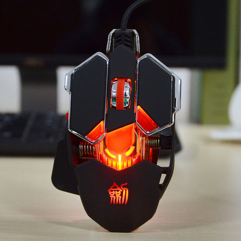 JIANSHENGYIZU JS-L10 Classic 10-Key Wired Professional Game Mouse  Colorful LED Light - Red  Black  Golden