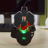 JIANSHENGYIZU JS-L10 Classic 10-Key Wired Professional Game Mouse  Colorful LED Light - Red  Black  Golden