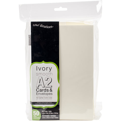 Heavyweight A2 Cards W/Envelopes (4.375"X5.75") 50/Pkg-Ivory