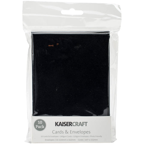 Kaisercraft C6 Cards W/Envelopes 4.5"X6.25" 10/Pkg-Black