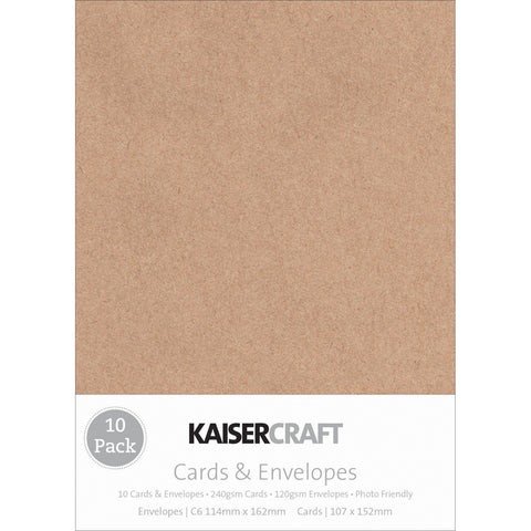 Kaisercraft C6 Cards W/Envelopes 4.5"X6.25" 10/Pkg-Kraft