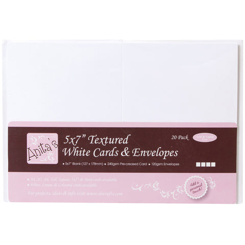 Anita's Textured Cards W/Envelopes 5"X7" 20/Pkg-White