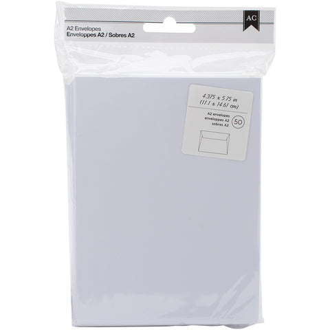 American Crafts A2 Envelopes (4.375"X5.75") 50/Pkg-White