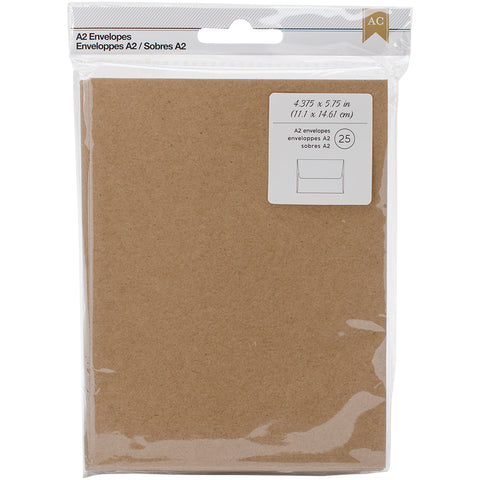 American Crafts A2 Envelopes (4.375"X5.75") 25/Pkg-Kraft