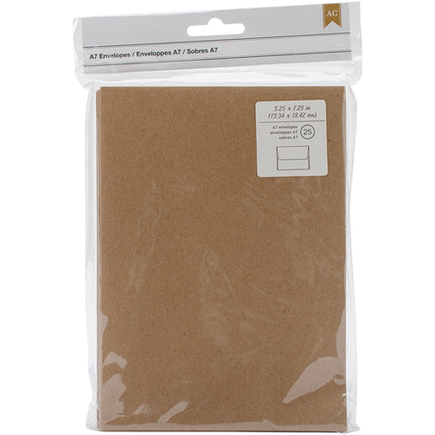 American Crafts A7 Envelopes (5.25"X7.25") 25/Pkg-Kraft