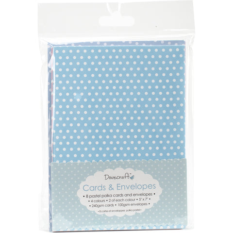 Dovecraft Cards W/Envelopes 5"X7" 8/Pkg-Pastel Polka