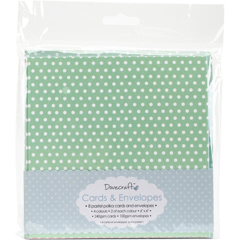 Dovecraft Cards W/Envelopes 6"X6" 8/Pkg-Pastel Polka