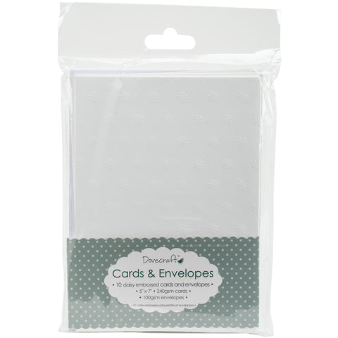 Dovecraft Cards W/Envelopes 5"X7" 10/Pkg-Embossed Daisy Flower