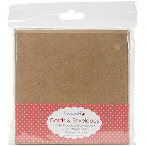 Dovecraft Cards W/Envelopes 6"X6" 10/Pkg-Kraft