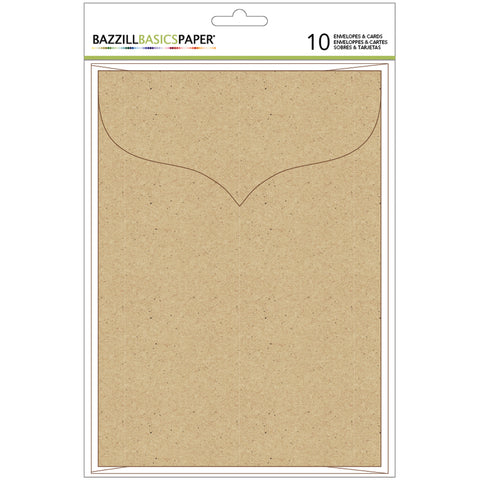 Bazzill Scallop Cards W/Envelopes 5"X7" 10/Pkg-Kraft