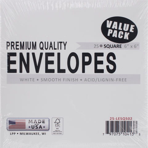 Leader Envelopes 6"X6" 25/Pkg-White