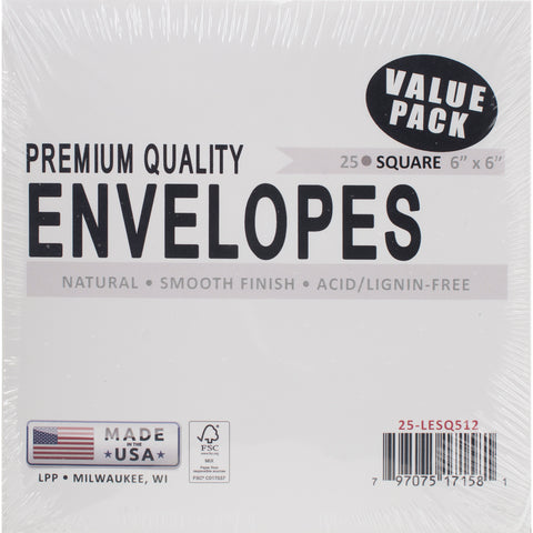 Leader Envelopes 6"X6" 25/Pkg-Natural