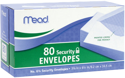 Mead Boxed Envelopes 3.625"X6.5" 80/Pkg-Security #6