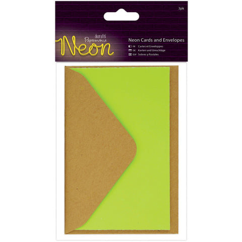 Papermania Neon Gift Cards W/Envelopes 2.5"X4" 3/Pkg-Yellow
