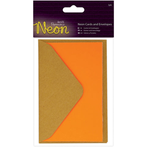 Papermania Neon Gift Cards W/Envelopes 2.5"X4" 3/Pkg-Orange