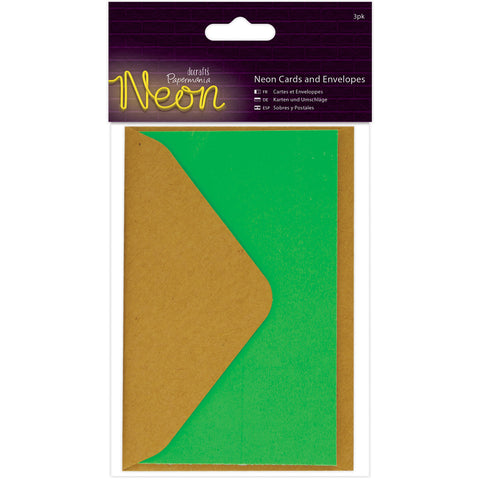Papermania Neon Gift Cards W/Envelopes 2.5"X4" 3/Pkg-Green