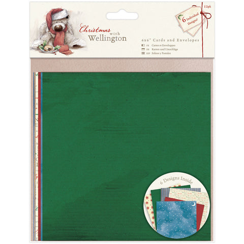 Wellington Christmas Cards W/Envelopes 6"X6" 12/Pkg-6 Designs/2 Each