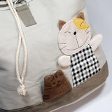 [Happy Cat] 100% Cotton Fabric Art School Backpack / Outdoor Backpack