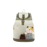 [Happy Cat] 100% Cotton Fabric Art School Backpack / Outdoor Backpack